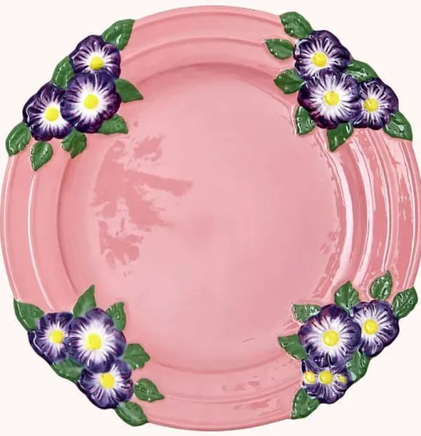 Assiette Ceramique Fleurs 2 Tailles - Rose-RICE Online