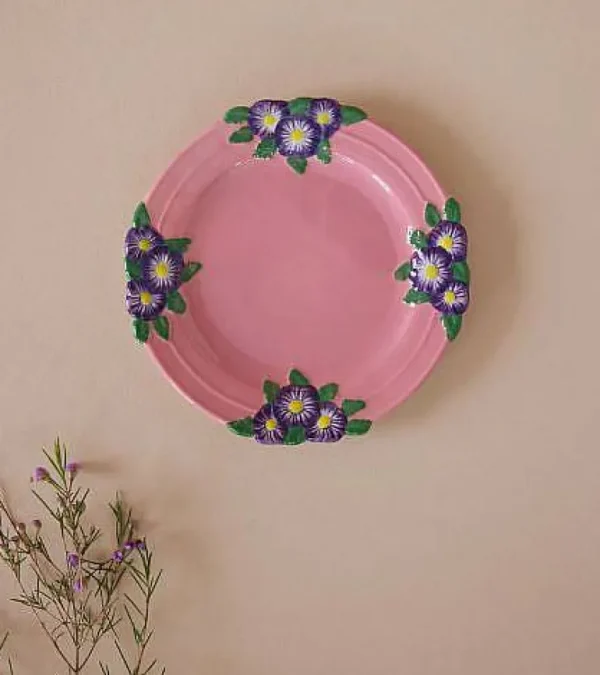 Assiette Ceramique Fleurs 2 Tailles - Rose-RICE Online