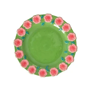 Assiette Ceramique Fleurs 2 Tailles - Vert Sauge-RICE Best