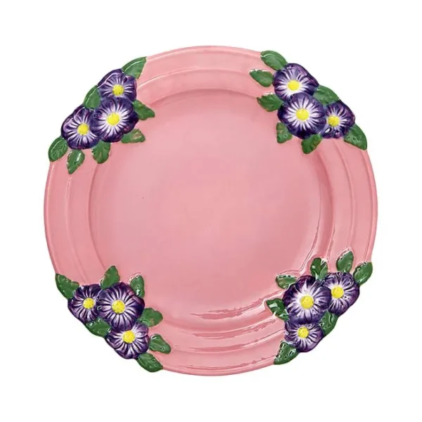 Assiette Ceramique Fleurs 2 Tailles - Rose-RICE Online