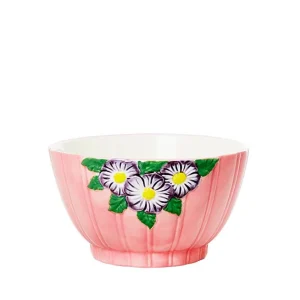 Bol Ceramique Fleurs O 12 Cm - Rose-RICE Best Sale