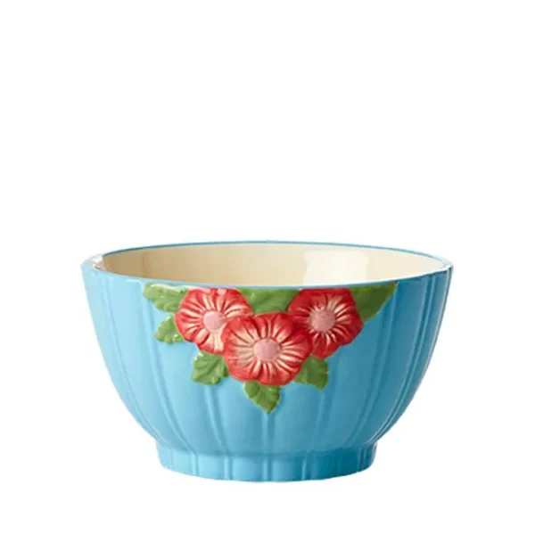 Bol Ceramique Fleurs O 12 Cm - Menthe-RICE Best Sale