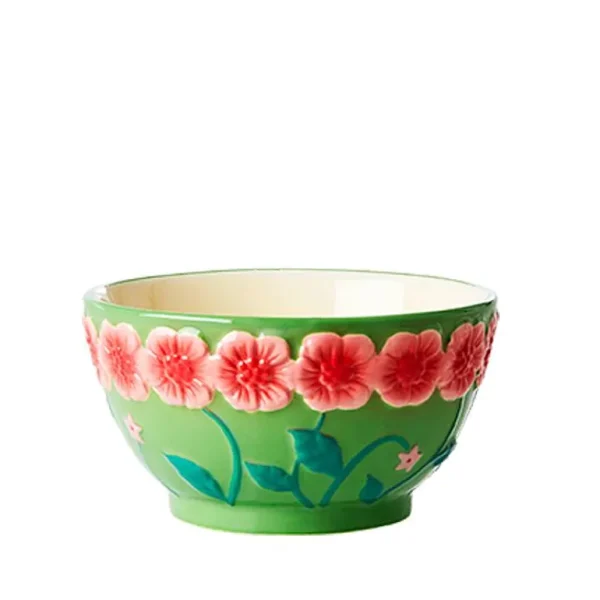 Bol Ceramique Fleurs O 12 Cm - Vert Sauge-RICE Store