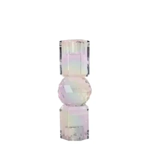 Bougeoir Cristal H 16,5 Cm Tie And Dye - Arc-En-Ciel-EJA Clearance