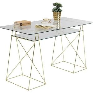 Bureau En Verre Polar 135 X 65 Cm Dore-KARE DESIGN Fashion