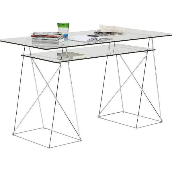 Bureau En Verre Polar 135 X 65 Cm Chrome-KARE DESIGN Shop