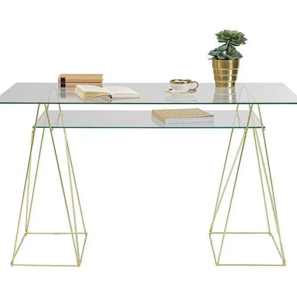 Bureau En Verre Polar 135 X 65 Cm Dore-KARE DESIGN Fashion