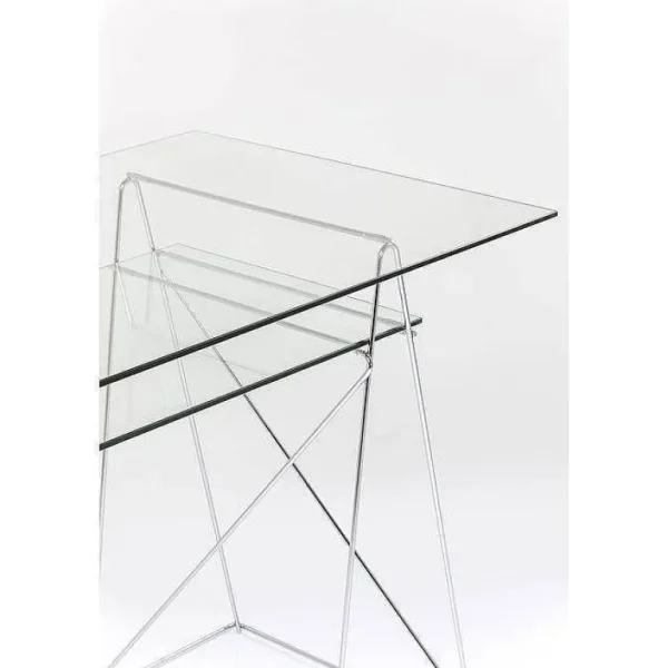 Bureau En Verre Polar 135 X 65 Cm Chrome-KARE DESIGN Shop