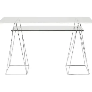 Bureau En Verre Polar 135 X 65 Cm Chrome-KARE DESIGN Shop