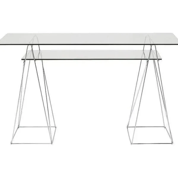 Bureau En Verre Polar 135 X 65 Cm Chrome-KARE DESIGN Shop