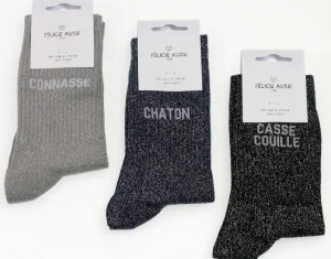 Chaussettes Paillettes - Casse Couille Noir 36/40-FELICIE AUSSI Shop