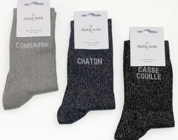 Chaussettes Paillettes - Casse Couille Noir 36/40-FELICIE AUSSI Shop