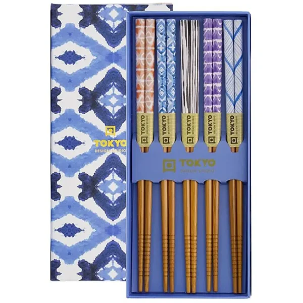 Coffret De 5 Baguettes - Blue Kasuri-CNB TOKYO DESIGN Best Sale