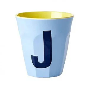 Gobelet Lettre Melamine - Toutes Les Lettres Tons Bleu-RICE Flash Sale