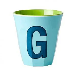 Gobelet Lettre Melamine - Toutes Les Lettres Tons Bleu-RICE Flash Sale