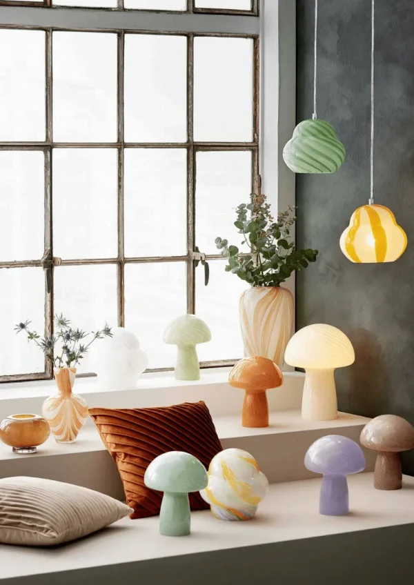 Lampe Champignon H.23 Cm - Jaune-COZY LIVING Outlet