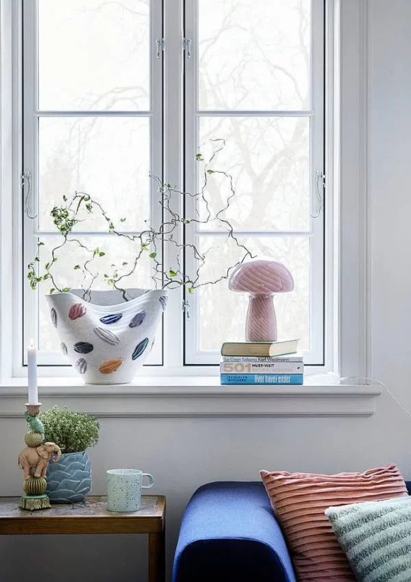 Lampe Champignon H.23 Cm - Vieux Rose-COZY LIVING Online