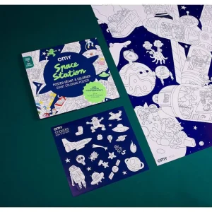 Poster Geant A Colorier + Stickers - Station Spatiale-OMY Sale