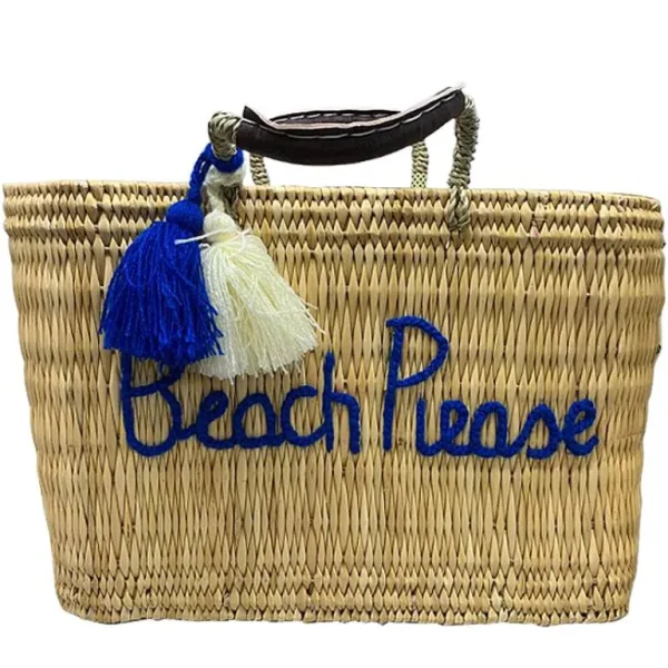 Panier Beach Please Bleu - 2 Tailles-ETINCELLES Online