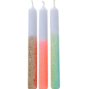 Set De 3 Bougies Dip Dye Glitter - Anniv-PINK STORIES Clearance