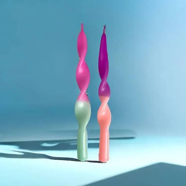 Set De 2 Bougies Torsadees Miami - Violet-PINK STORIES Best