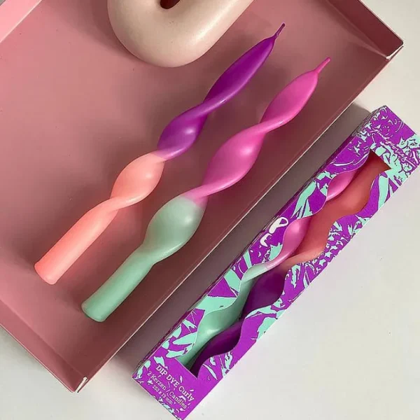 Set De 2 Bougies Torsadees Miami - Violet-PINK STORIES Best