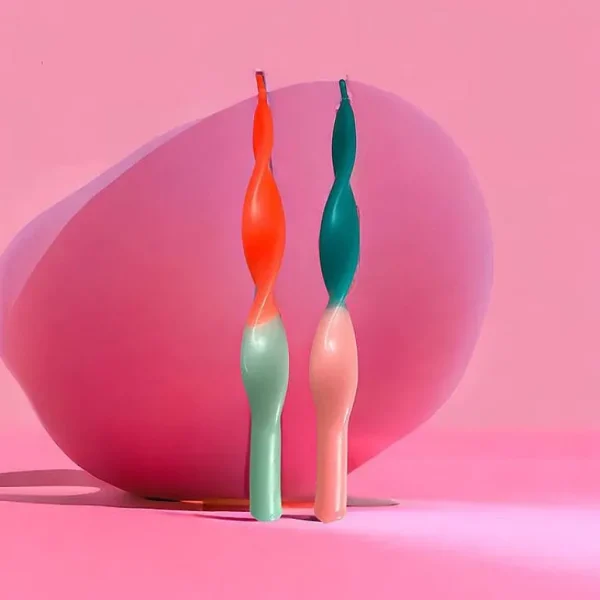 Set De 2 Bougies Torsadees Miami - Jade-PINK STORIES Outlet