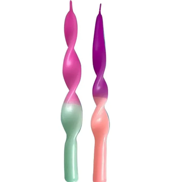 Set De 2 Bougies Torsadees Miami - Violet-PINK STORIES Best