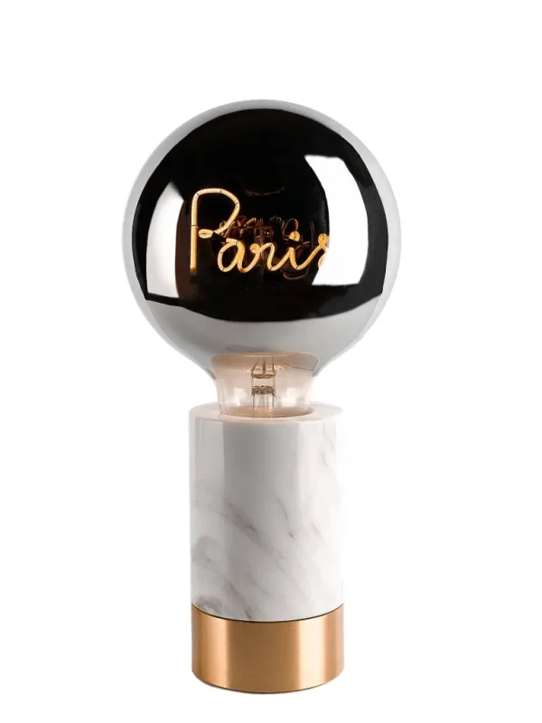 Socle Pour Ampoule Message Marbre Blanc - H 11.5 Cm-ELEMENTS LIGHTING Sale