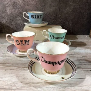 Tasse A The & Soucoupe Vintage - Wine-YVONNE ELLEN Hot