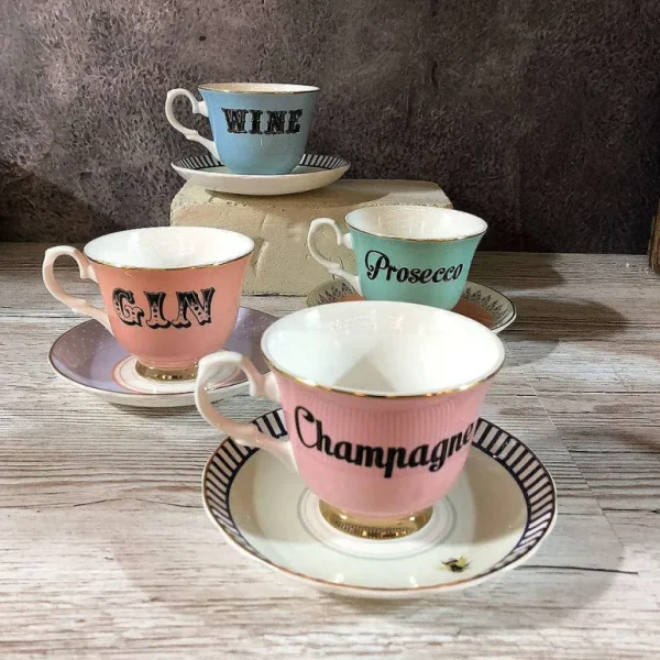 Tasse A The & Soucoupe Vintage - Wine-YVONNE ELLEN Hot