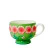 Tasse Ceramique Fleurs O 9,8 Cm - Vert Sauge-RICE Fashion