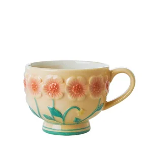 Tasse Ceramique Fleurs O 9,8 Cm - Creme-RICE Best Sale