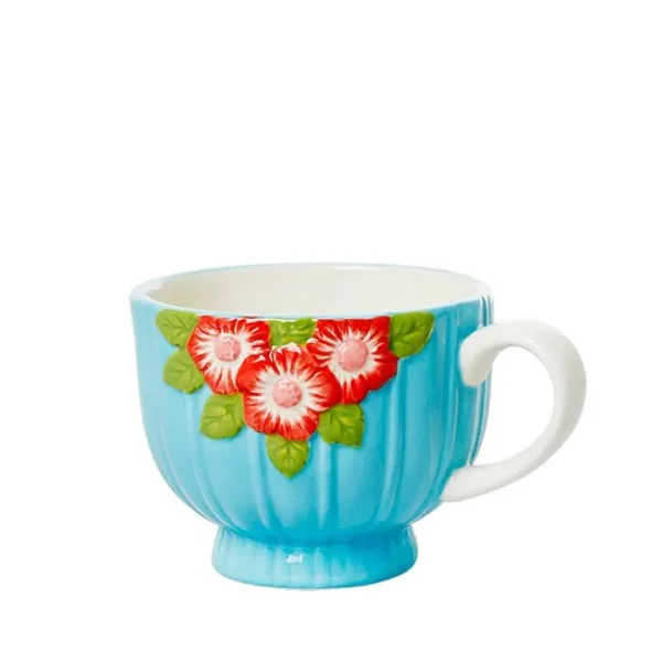 Tasse Ceramique Fleurs O 9,8 Cm - Menthe-RICE Sale