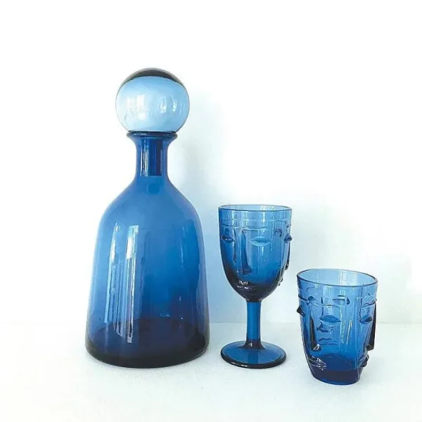 Verre A Pied Visage Bleu-OPJET Flash Sale