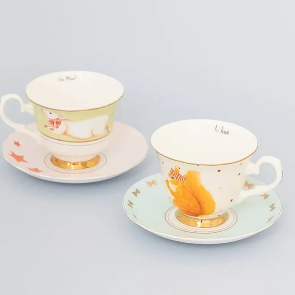 Set De 2 Tasses A Cafe & Soucoupe - Noel-YVONNE ELLEN Cheap